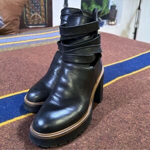 EUC FREE PEOPLE Jesse Black Leather Boot SZ:38/8